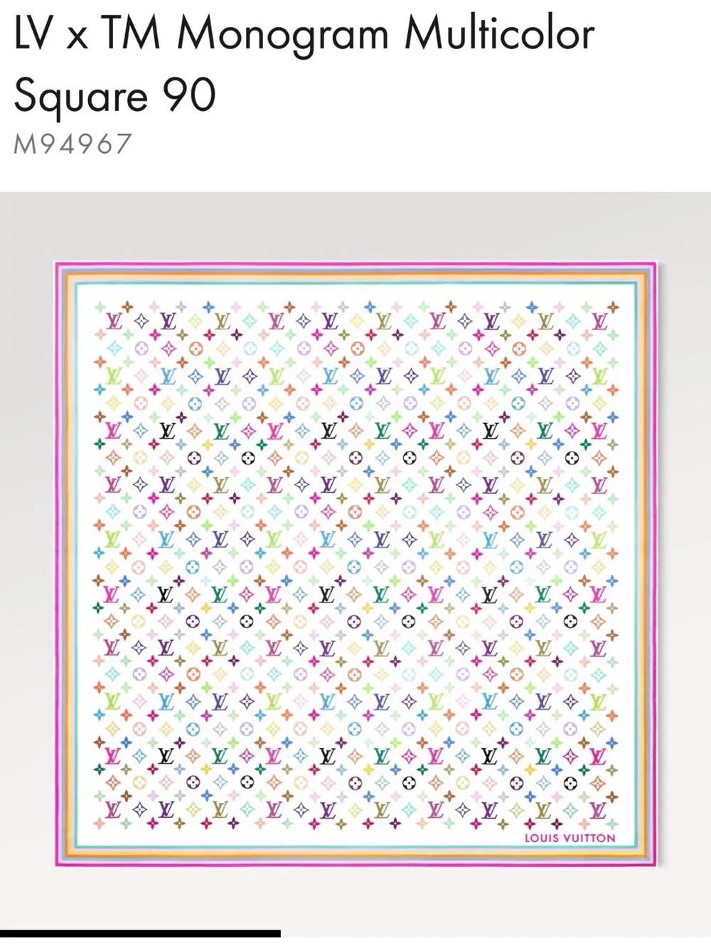 Louis Vuitton x Murakami Silk Square 90 Scarf NWT